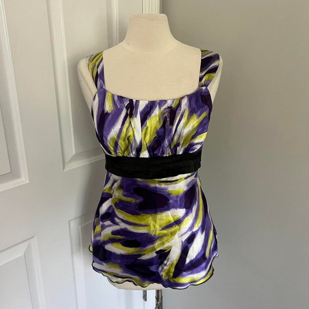 Y2K PURPLE AND GREEN A. BYER BUSTIER‎ SATIN TANK TOP